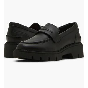 Blondo Waterproof Leather Loafers Women's Size 8 Platform Lug Sole Black Shoes